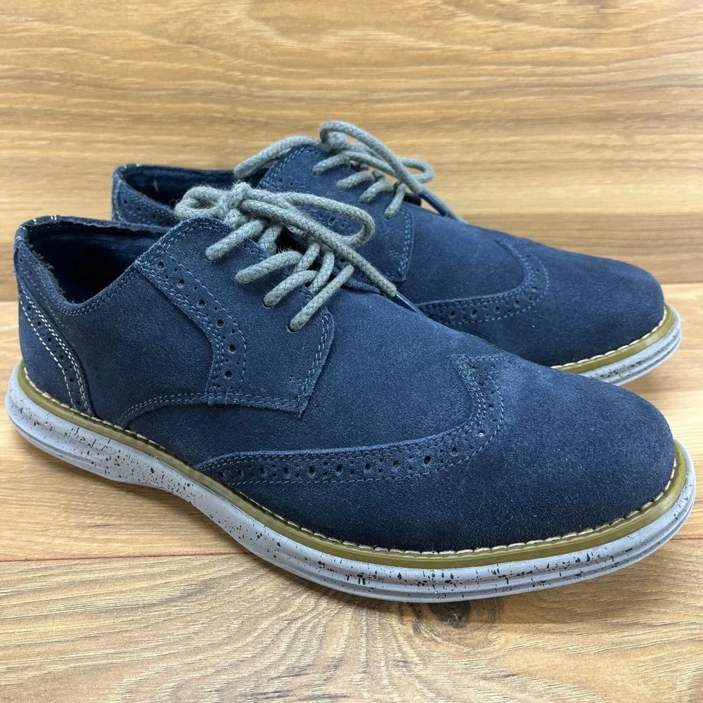 Stacy Adams Mens Size 7‎ M Navy Blue Suede Oxford Light Weight
